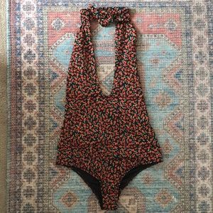 Floral one piece swim suit - size small - NEW